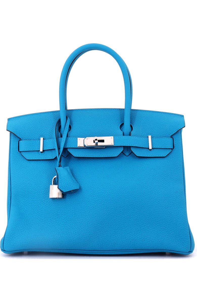 Pre-Owned Hermes Birkin Handbag Blue Togo with Palladium Hardware 30, Main, color, Bleu Zanzibar