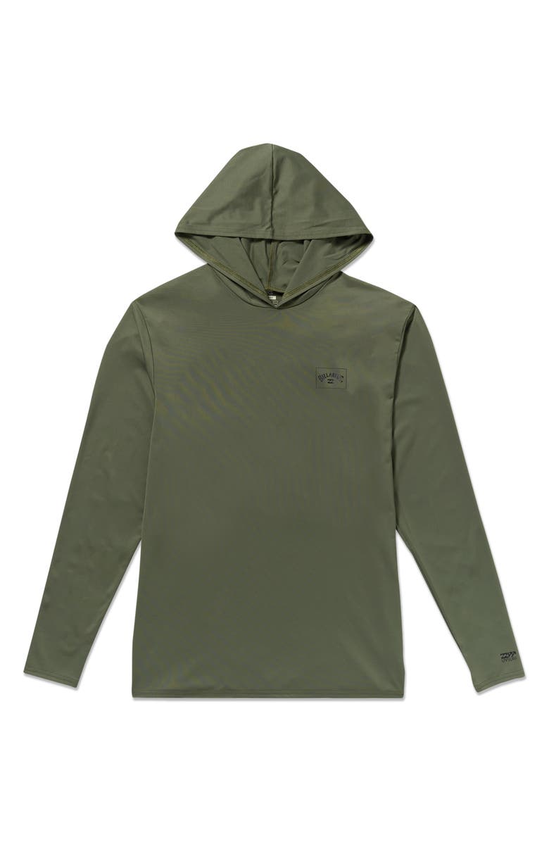 Billabong Arch Mesh Long Sleeve Hooded Rashguard, Alternate, color, Dark Military