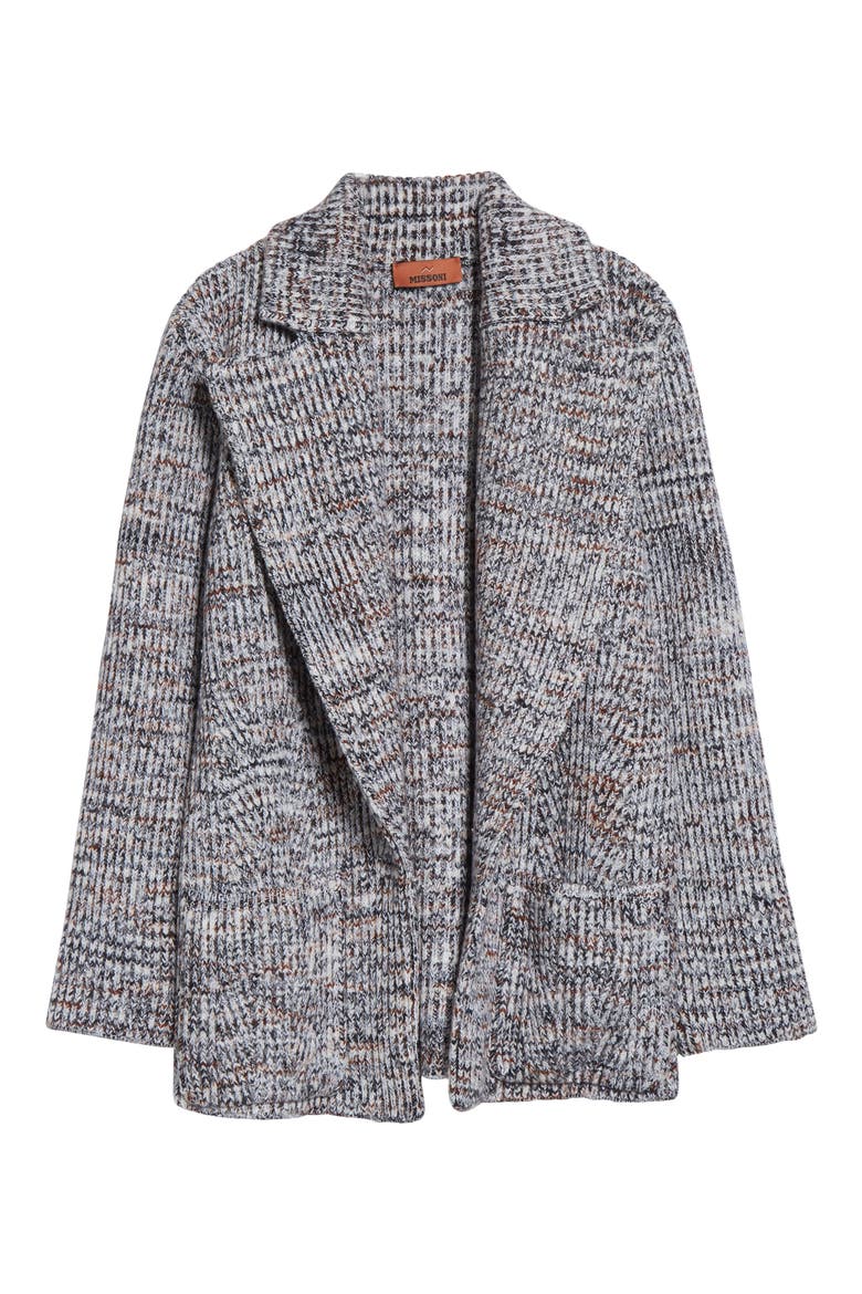 Marled Sweater Knit Jacket, Alternate, color, WHITE AND BROWN SPACE DYED