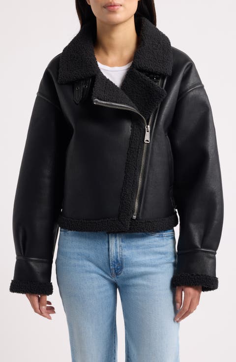 Grove Relaxed Faux Leather Moto Jacket