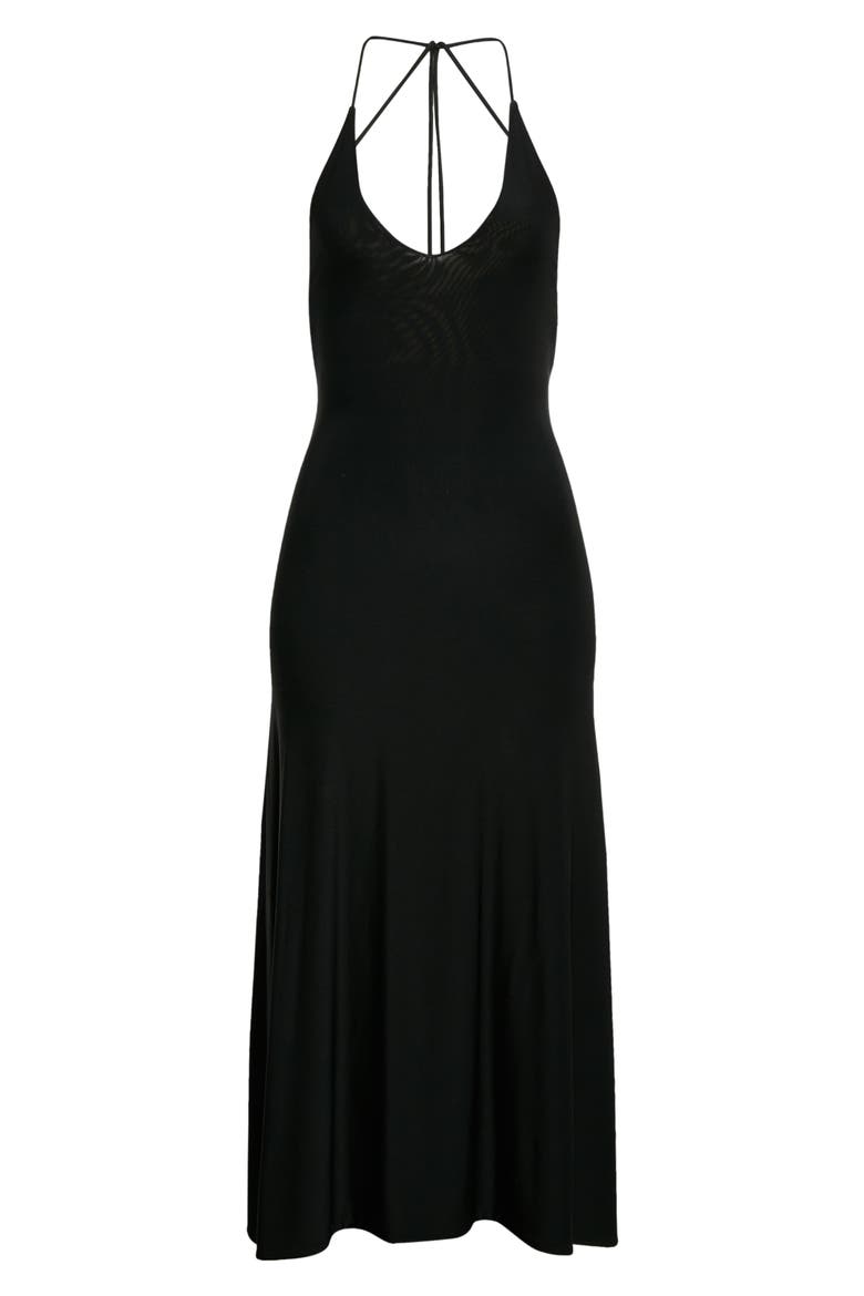 Rina Strappy Back Crepe Jersey Midi Dress, Alternate, color, BLACK