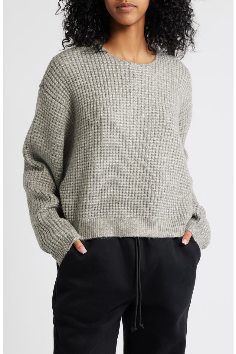 Heavy Waffle Knit Crop Sweater, Main, color, DARK HEATHER
