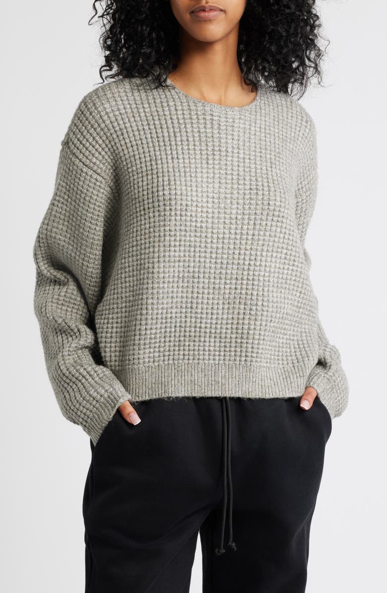 Fear of God Essentials Heavy Waffle Knit Crop Sweater, Main, color,