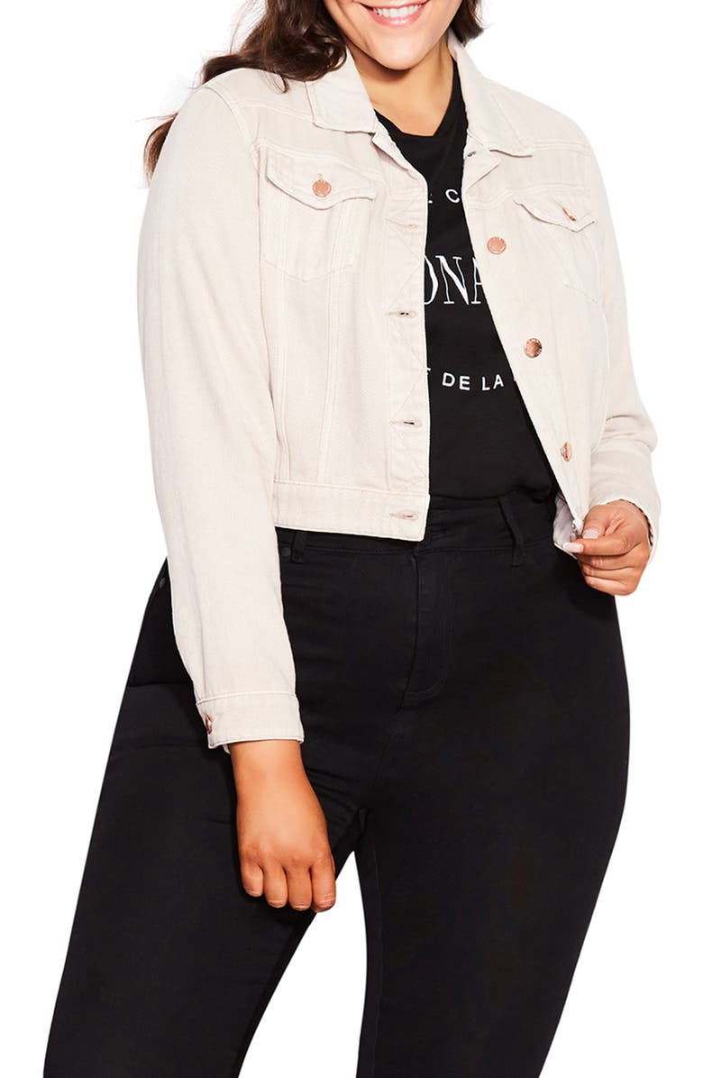 City Chic Crop Denim Jacket, Main, color, 