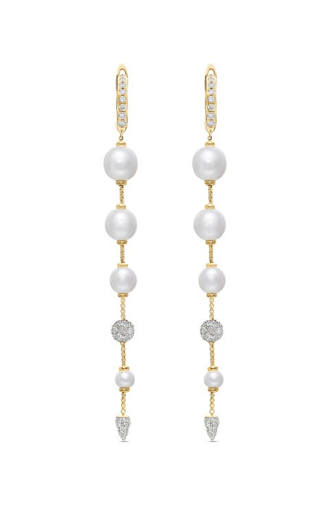 Freshwater Pearl & Pavé Diamond Drop Earrings