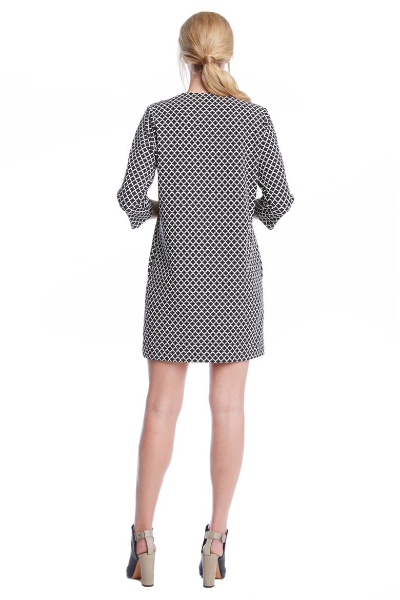 Print Split Neck Shift Dress, Alternate, color, PRINT