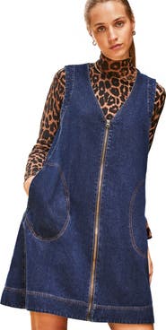 Ro&Zo Sleeveless Denim Zip Front Mini Dress