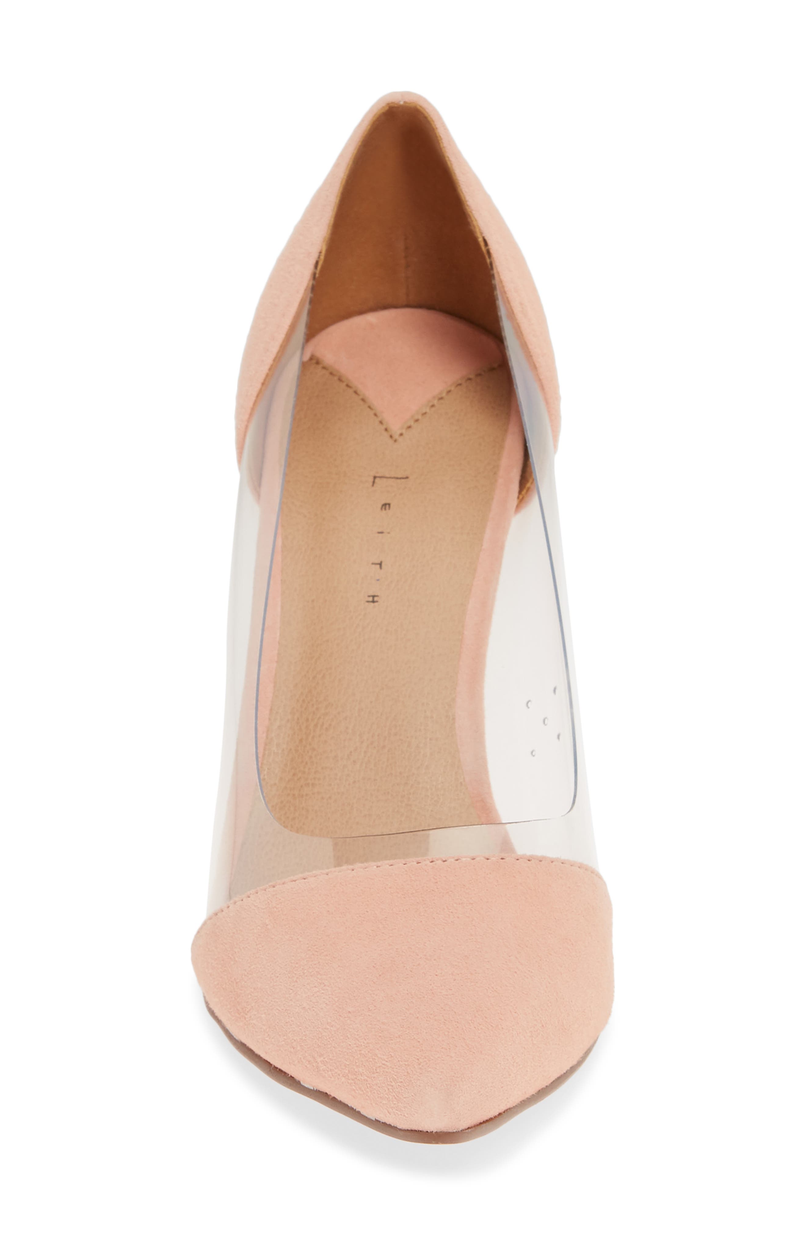 Penny Clear Pointy Toe Pump, Alternate, color, BLUSH SUEDE