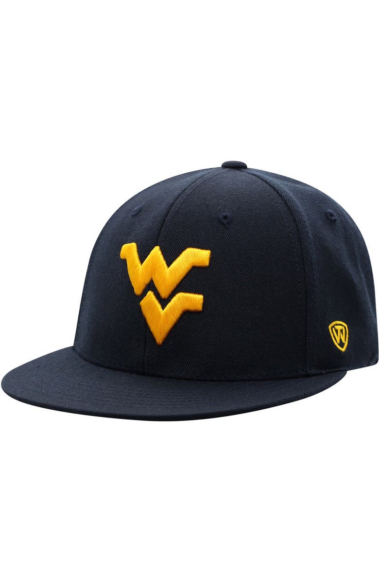 TOP OF THE WORLD Men's Top of the World Navy West Virginia Mountaineers Team Color Fitted Hat, Main, color, Navy