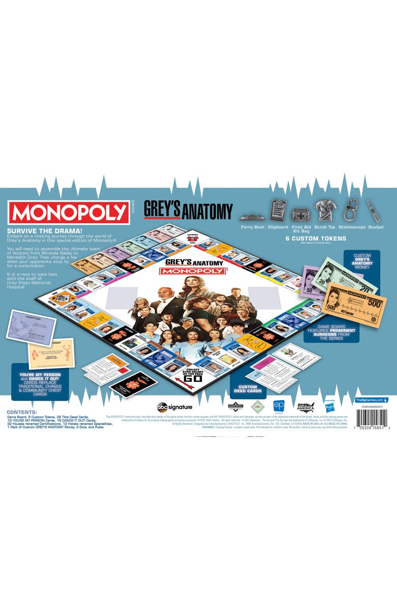 Monopoly Grey's Anatomy Strategy Board Game, Ages 8+,, Alternate, color, Multicolored