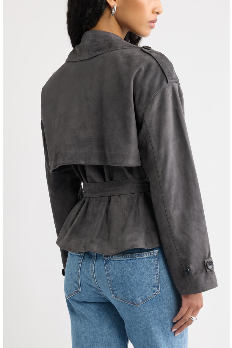Suede Trench Jacket, Alternate, color, GREY MAGNET