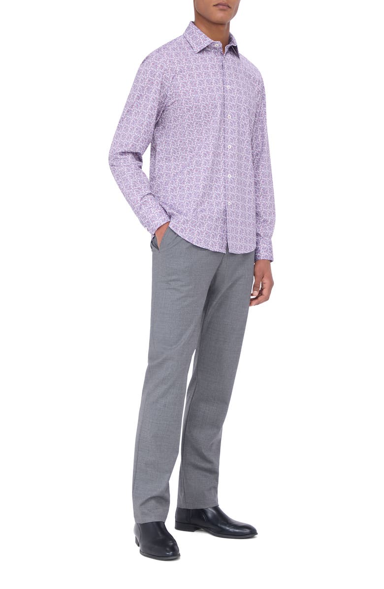 Bugatchi James OoohCotton<sup>®</sup> Geo Print Button-Up Shirt, Alternate, color, Plum
