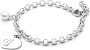 Tiny Blessings Sterling Silver Classic Charm Bracelet & Engraved Initial 6.25" Bracelet