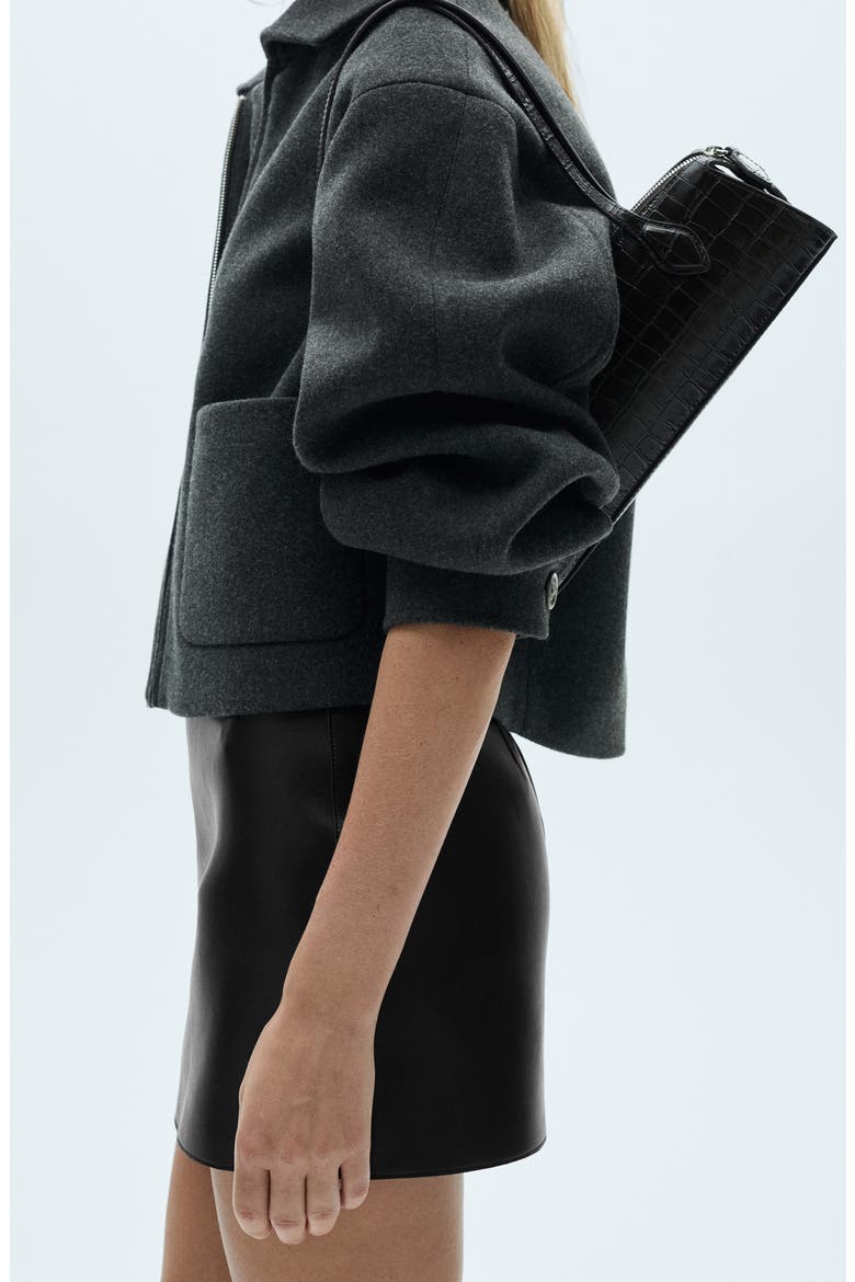 Faux Leather Miniskirt, Alternate, color, BLACK