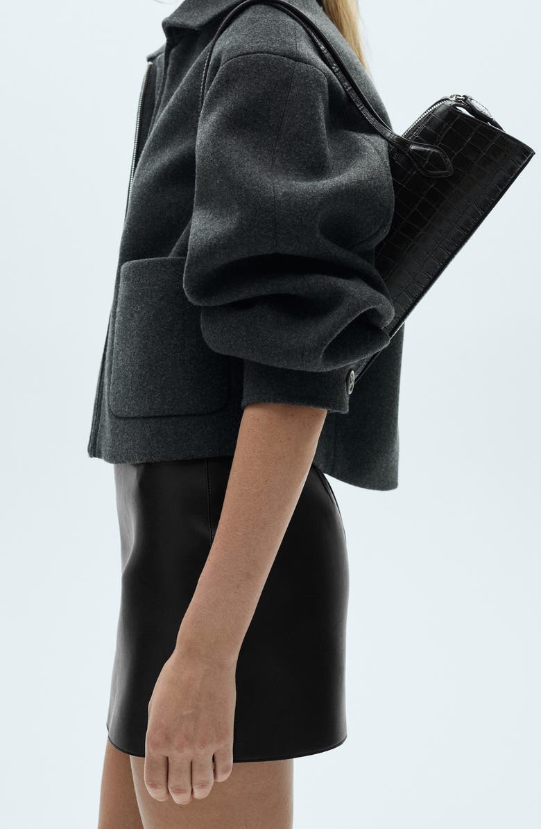 MANGO Faux Leather Miniskirt, Alternate, color,