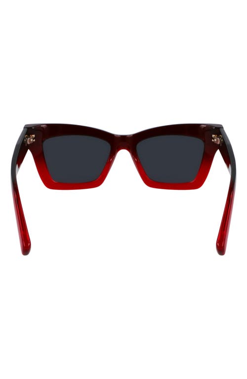 Ferragamo Prisma 52mm Modified Rectangular Sunglasses In Gradient Dark Red Transparent