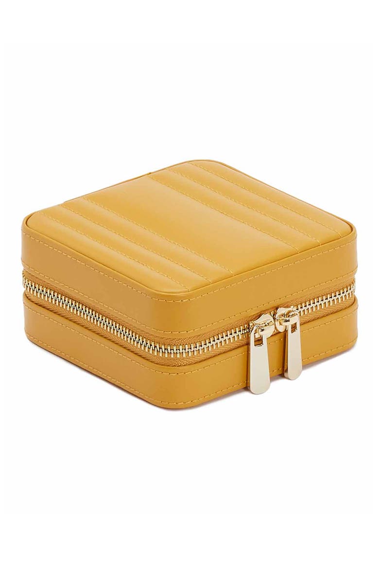 Maria Zip Square Jewelry Case, Main, color, MUSTARD