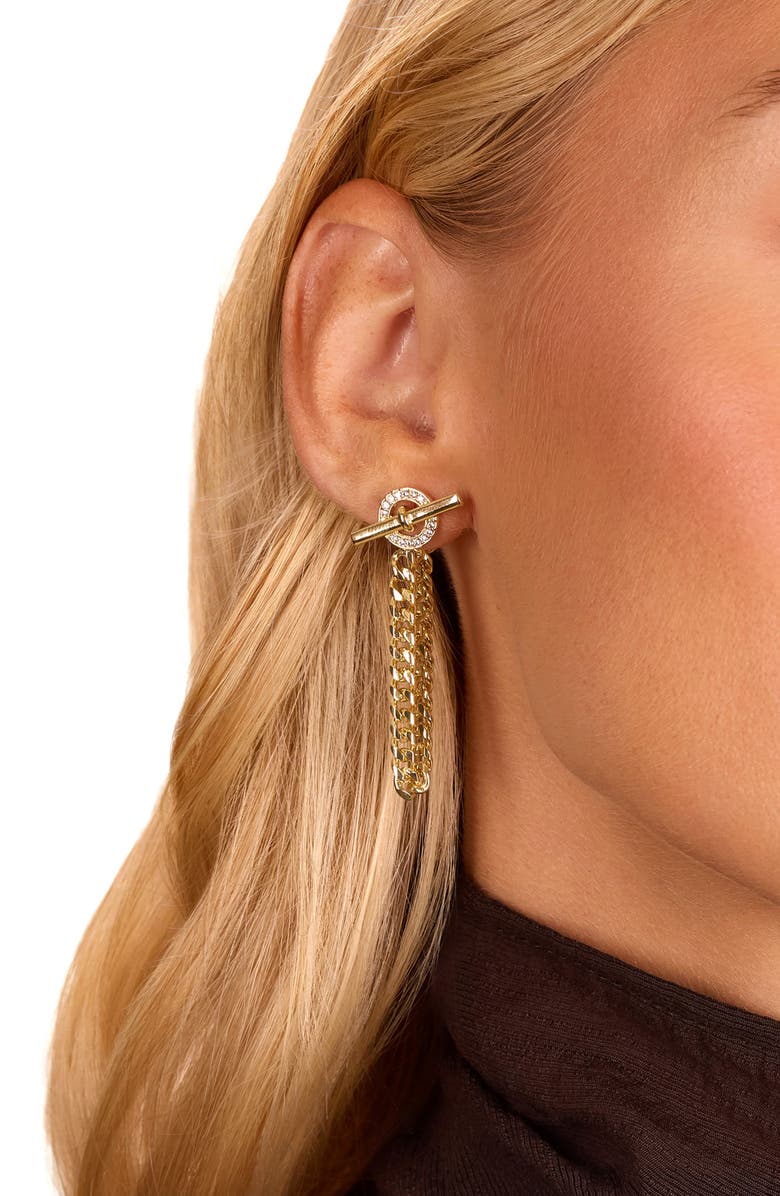 ATHRA LUXE Pavé Toggle Front/Back Earrings, Alternate, color, Gold