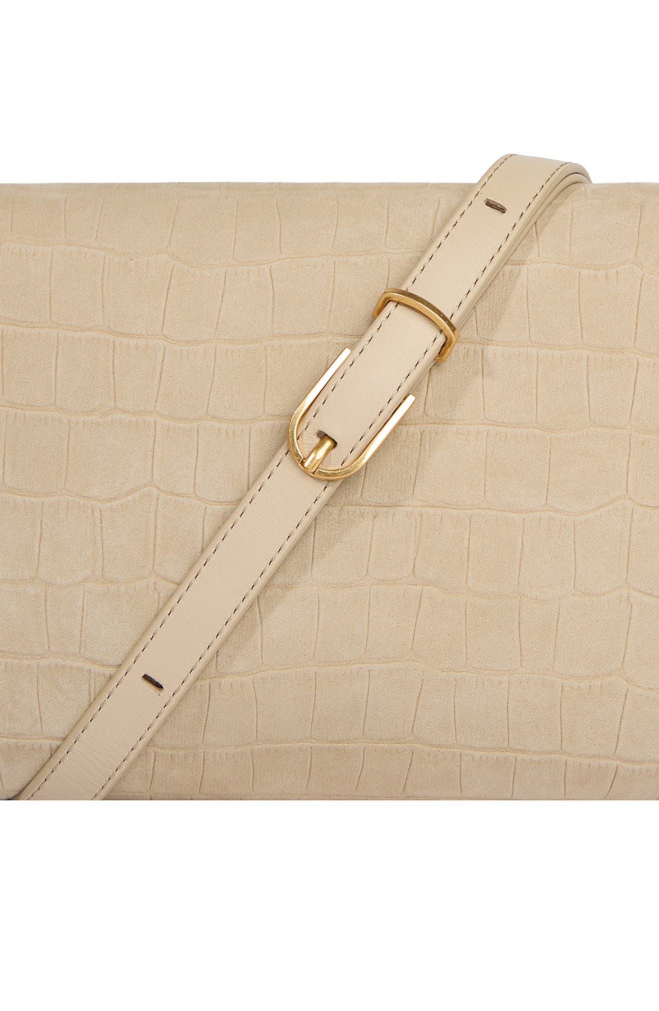 Vince Croc Embossed Nubuck Leather Wallet on a Strap, Alternate, color, Marzipan