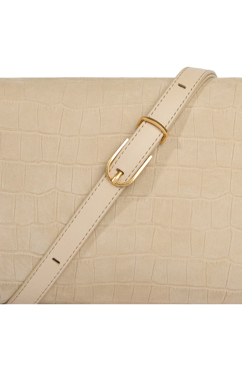 Vince Croc Embossed Nubuck Leather Wallet on a Strap, Alternate, color, Marzipan