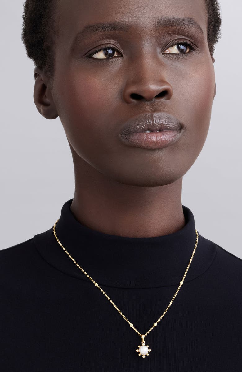 LAGOS 18K Luna Fleur Pearl & Diamond Pendant Necklace, Main, color, Gold