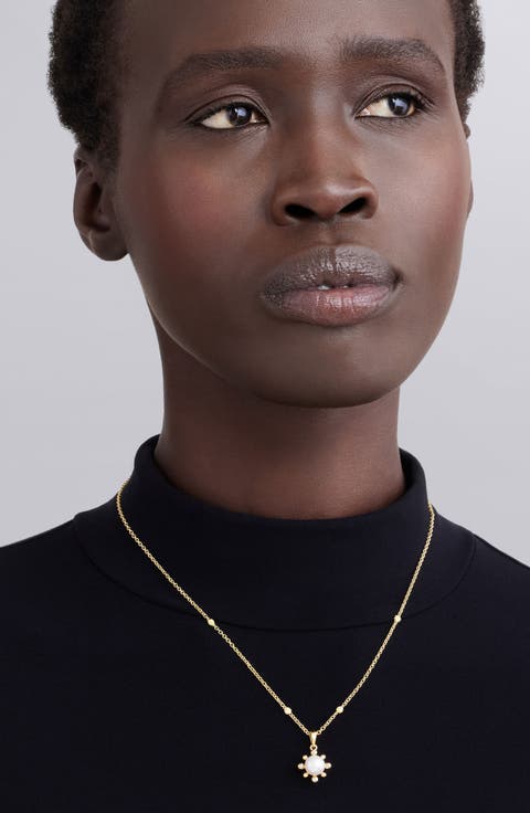 18K Luna Fleur Pearl & Diamond Pendant Necklace