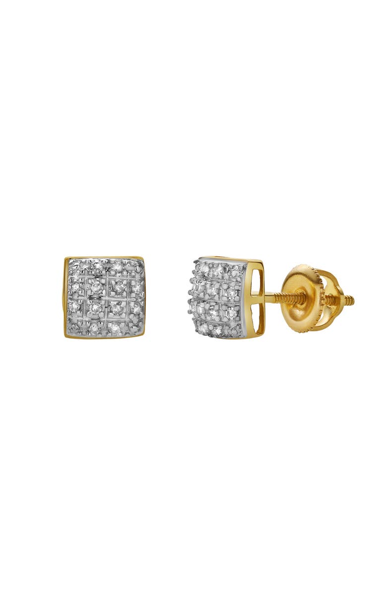 LuvMyJewelry Echo 10K Yellow Gold Cluster Diamond Unisex Earrings - 0.15 Cts, Alternate, color, 