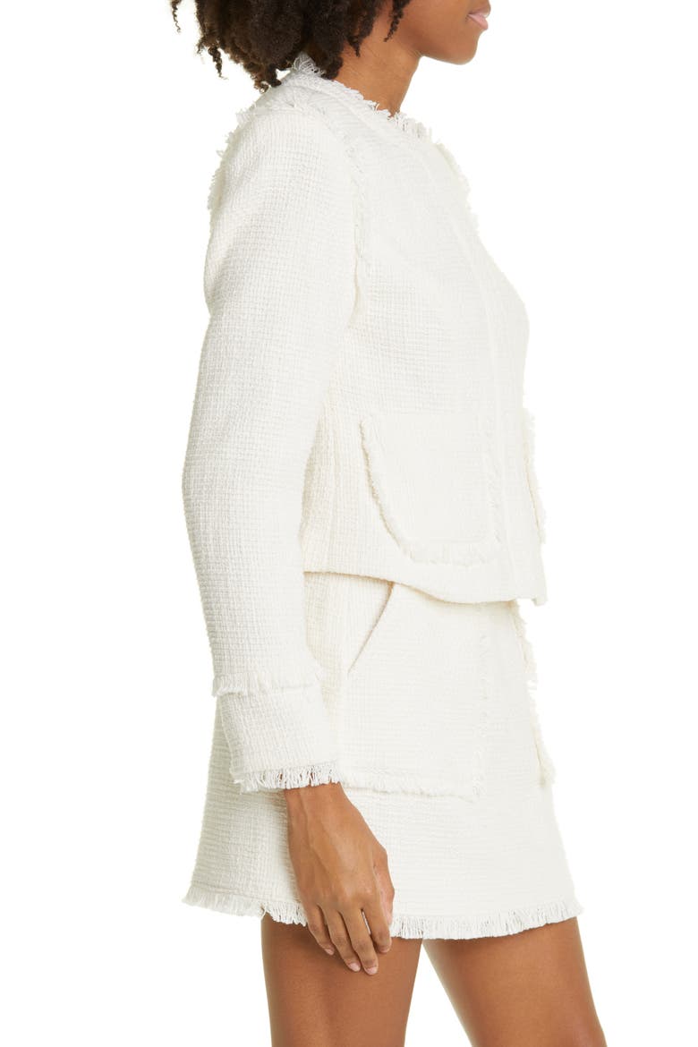Keegan Fray Tweed Jacket, Alternate, color, GARDENIA