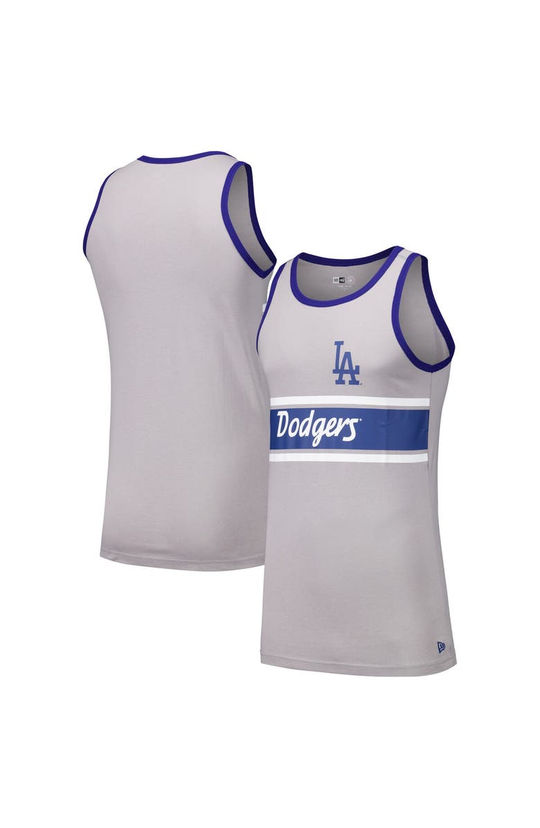 New Era Men's New Era Gray Los Angeles Dodgers Jersey Ringer Tank Top, Alternate, color, 