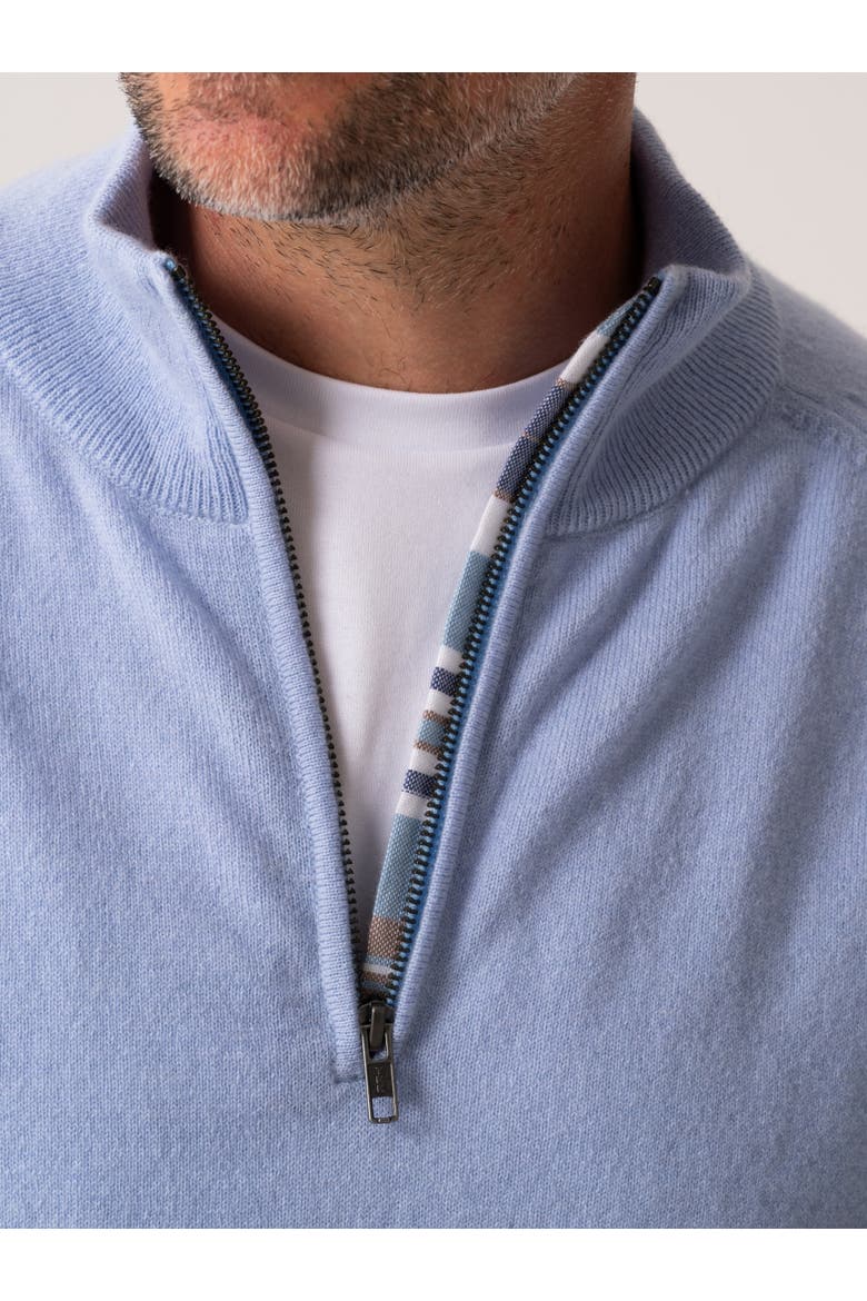 Cashmere Quatre Zip Sweater, Alternate, color, Light Blue