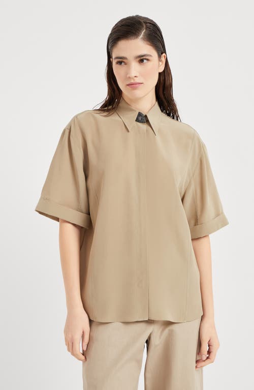 Brunello Cucinelli Crêpe De Chine Shirt In Beige
