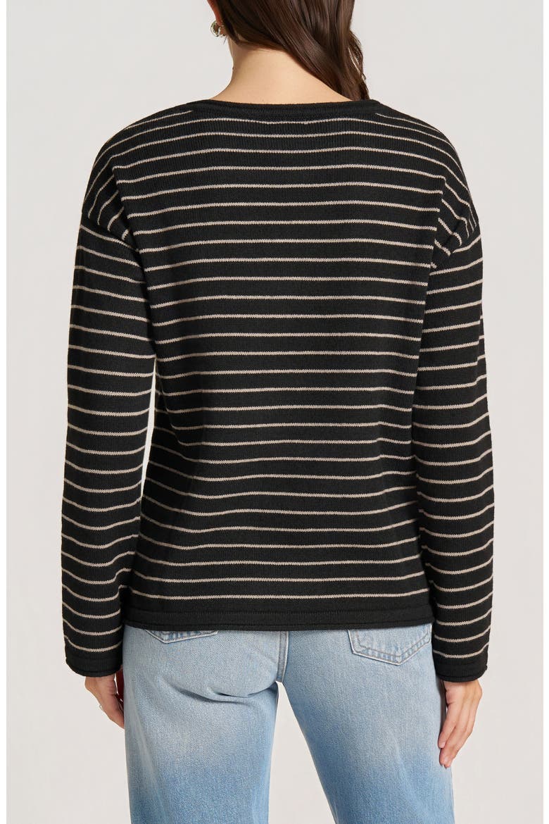 Stripe Boat Neck Sweater, Alternate, color, BLACK/TAUP