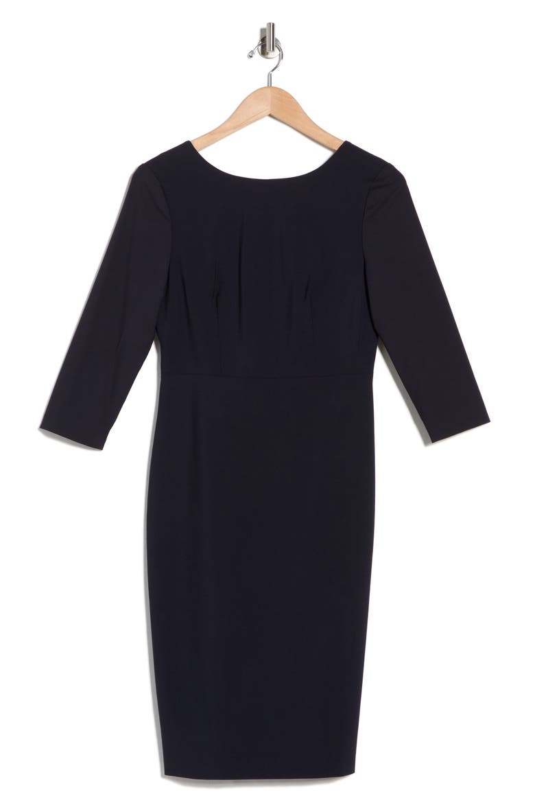 Varetta Three-Quarter Sleeve Stretch Wool Dress, Alternate, color, DEEP NAVY