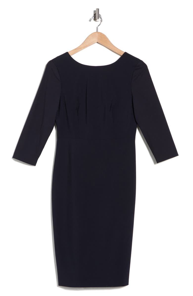 Theory Varetta Three-Quarter Sleeve Stretch Wool Dress, Main, color, Deep Navy