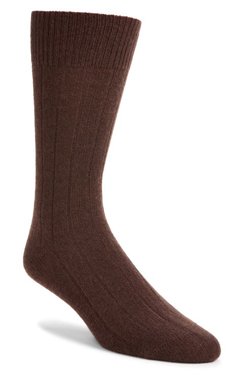 Rib Cashmere Blend Crew Socks