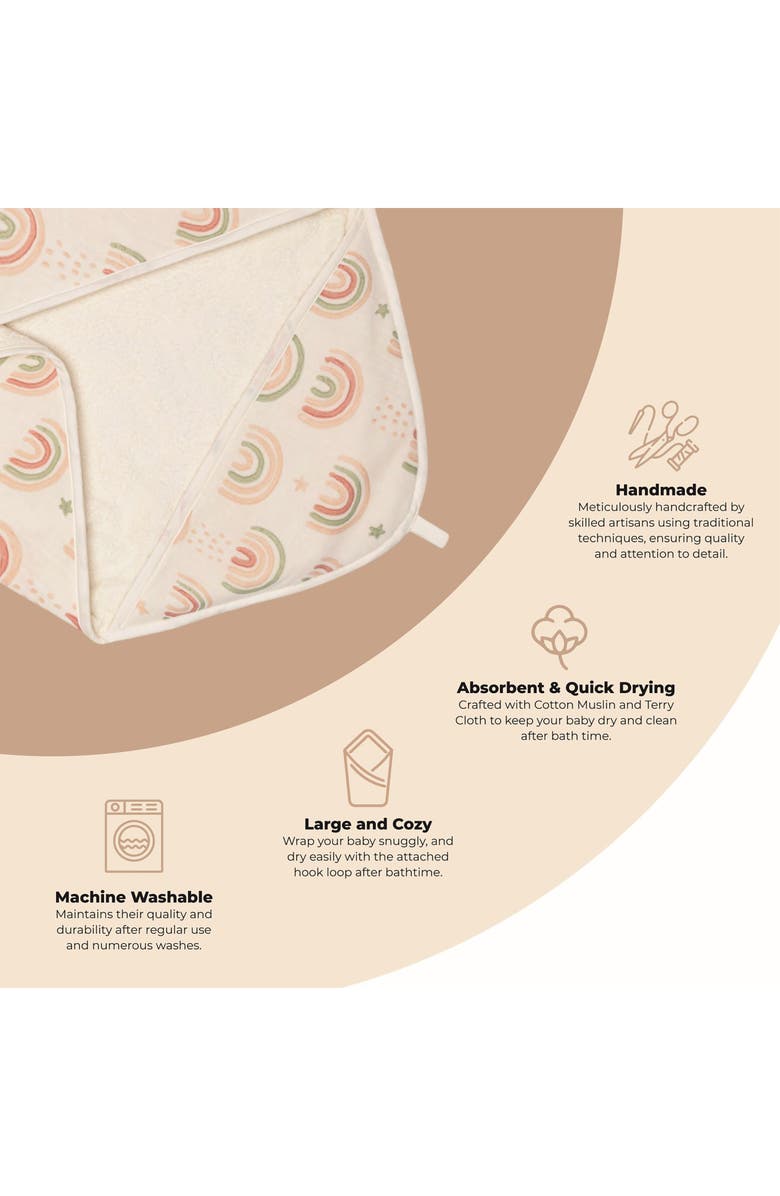 CRANE BABY Parker Hooded Cotton Muslin Towel, Alternate, color, Beige