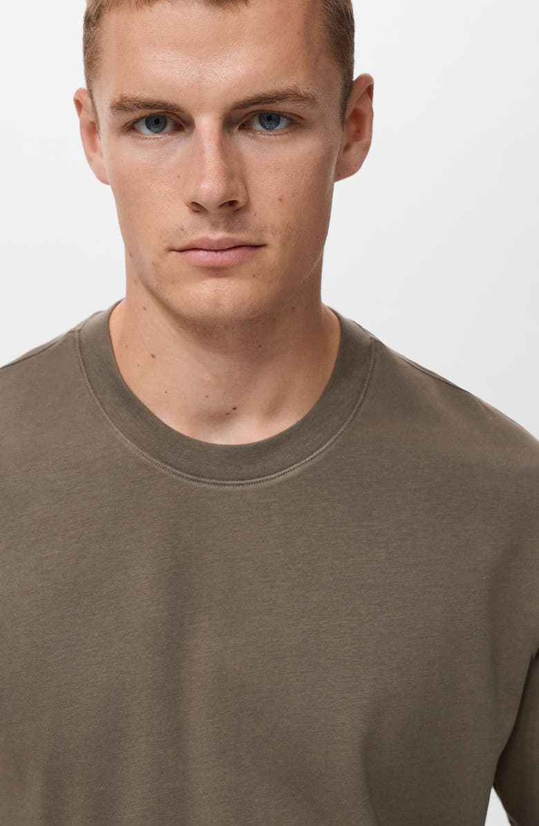 MANGO Regular Fit Medium Weight Cotton T-Shirt, Alternate, color, Medium Brown