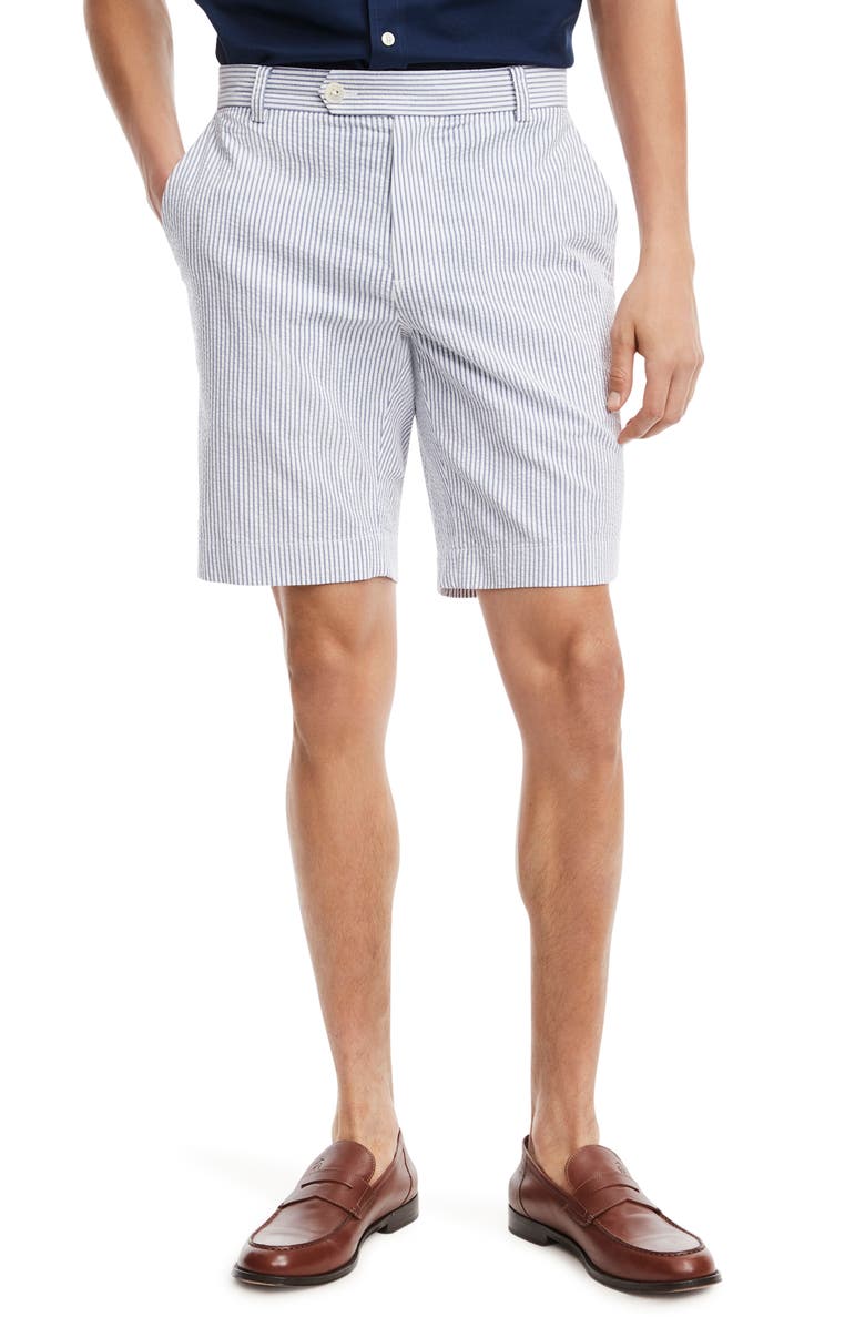 Brooks Brothers Seersucker Shorts, Main, color, Blue/ Ivory Stripe