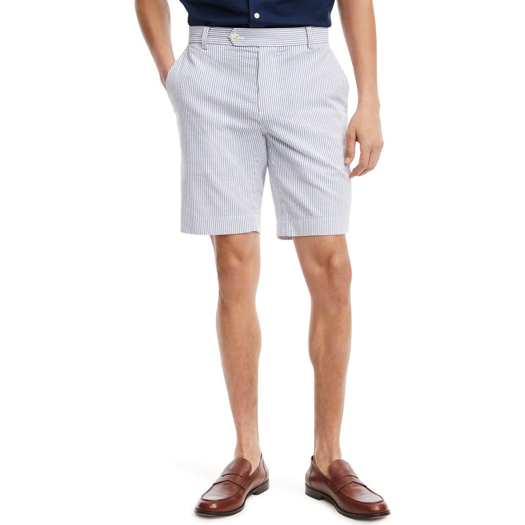 Brooks Brothers Seersucker Shorts In Blue/ivory Stripe