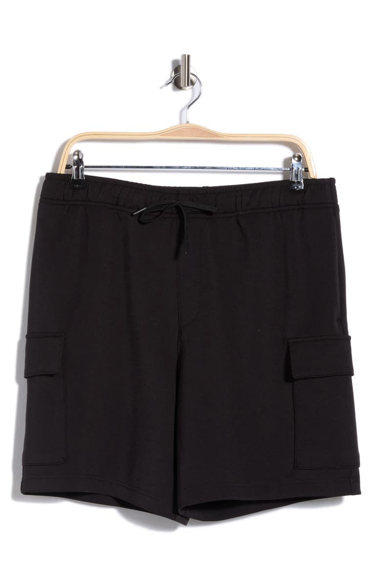 Double Knit Cargo Shorts, Alternate, color, BLACK