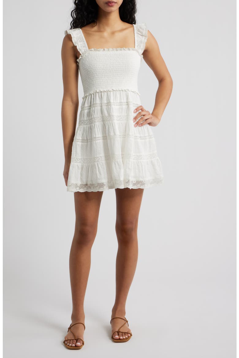 Colbera Lace Ruffle Minidress, Main, color, WHITE