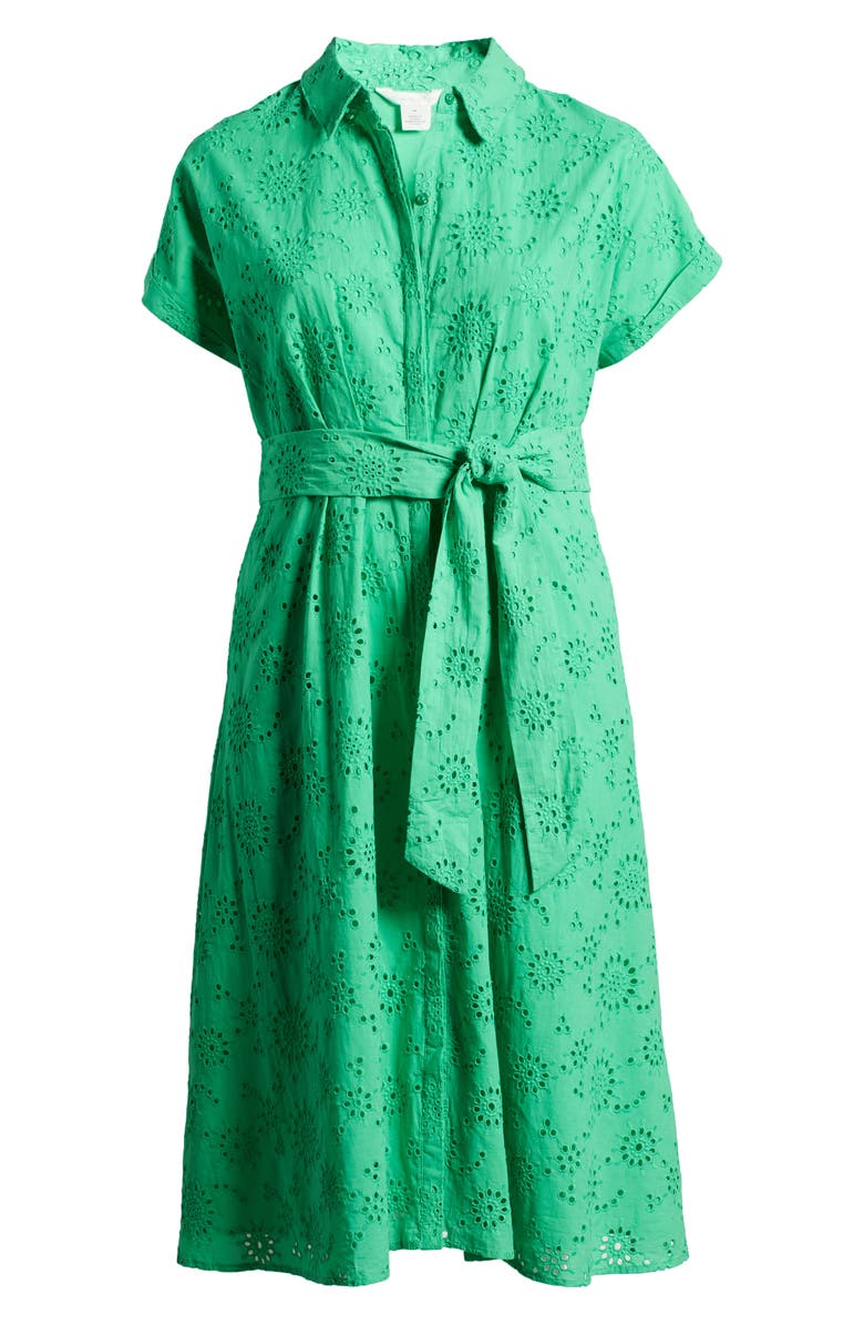 Tie Waist Eyelet Shirtdress