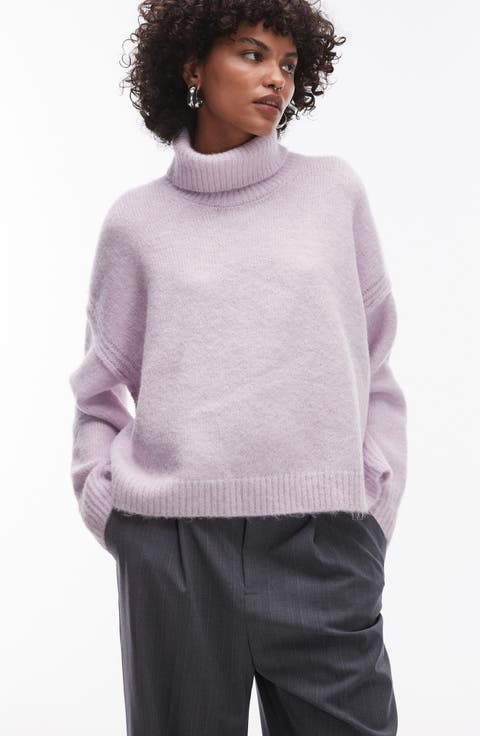 Relaxed Fit Exposed Seam Turtleneck Sweater
