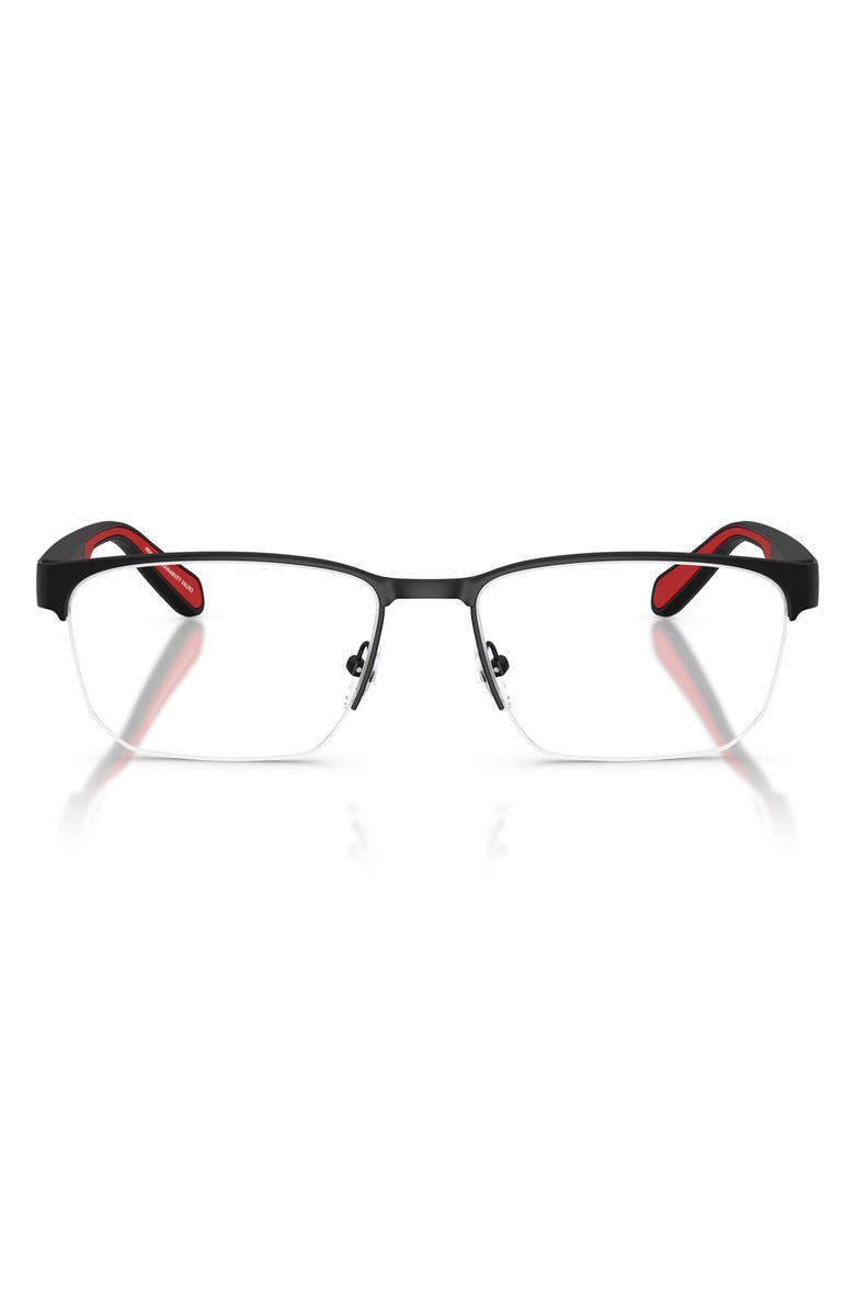 Emporio Armani 56mm Irregular Optical Glasses, Main, color, Matte Black / Demo Lens