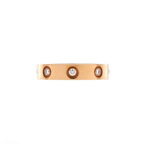 Love Wedding Band 8 Diamonds Ring 18K Rose Gold with Diamonds