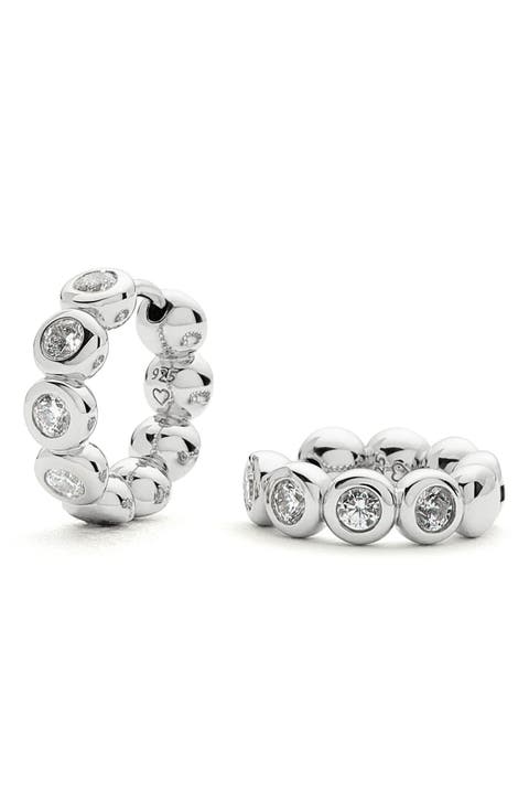 Tennis Cubic Zirconia Huggie Hoop Earrings