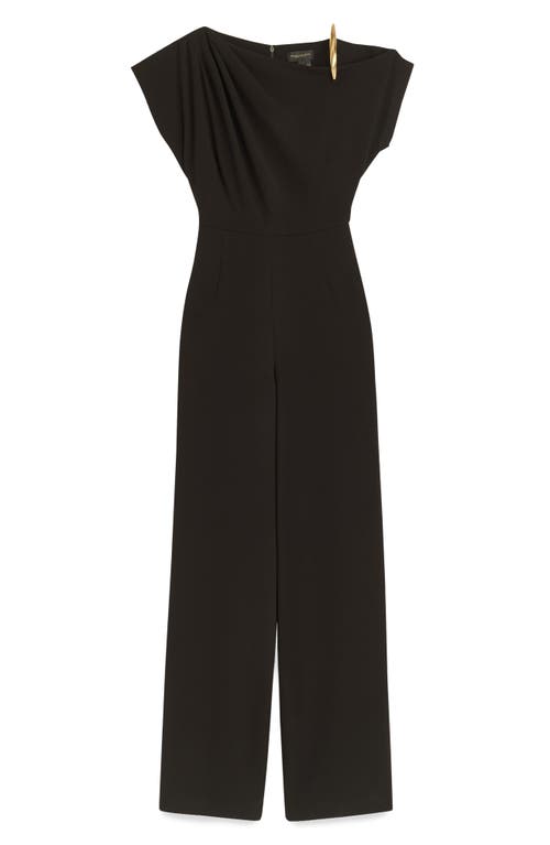 Shop Donna Karan New York Caddy Cold Shoulder Crepe Jumpsuit In Black