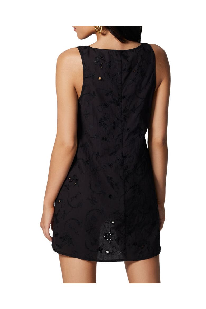 Simone Cotton Eyelet Mini Scoop Neck Dress, Alternate, color, Black