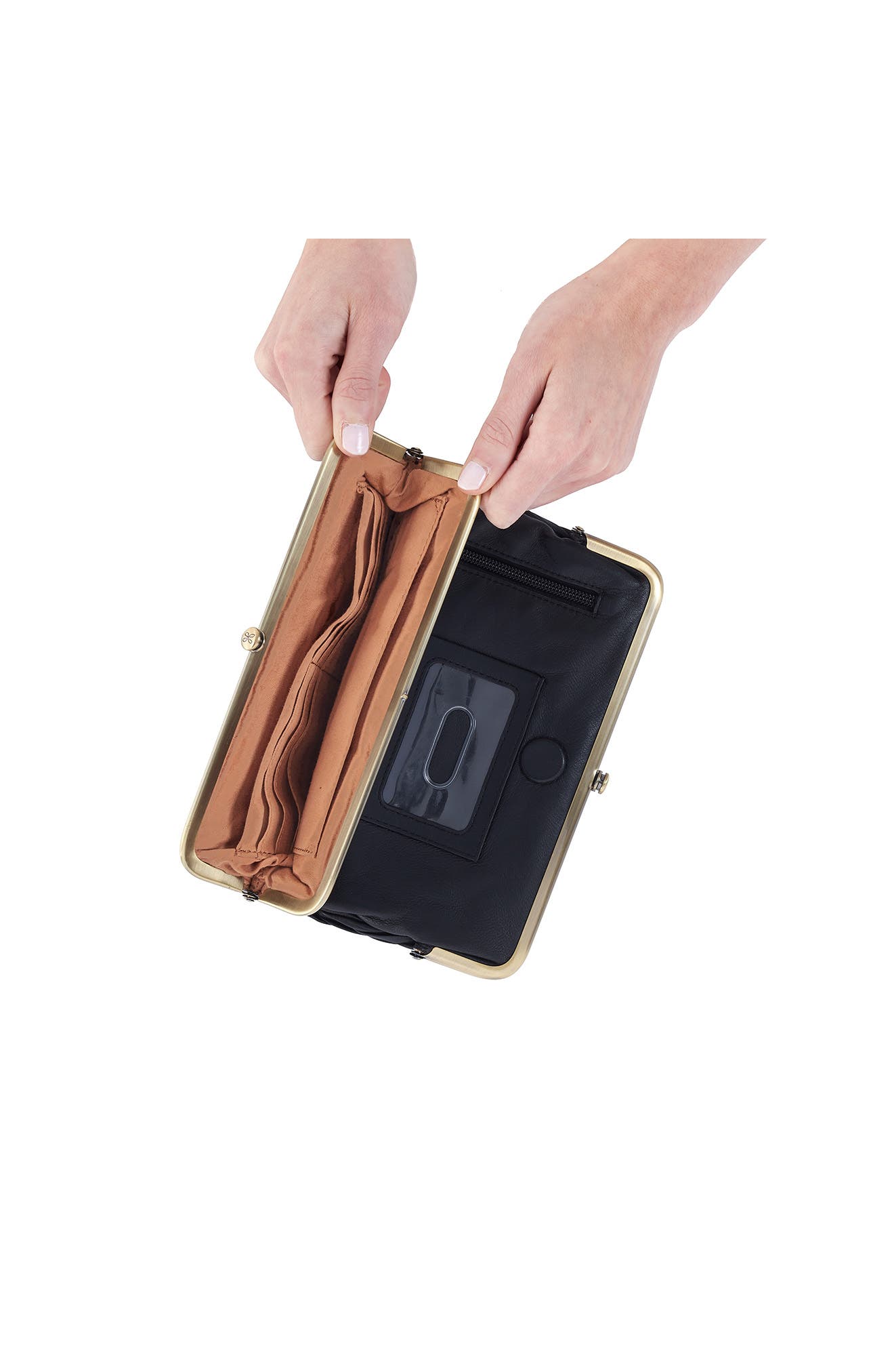 HOBO Lauren Leather Double Frame Clutch, Alternate, color, 