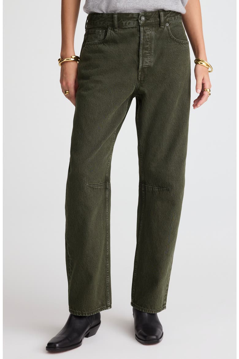 Darted Barrel Leg Jeans, Main, color, MOSSY UMBER